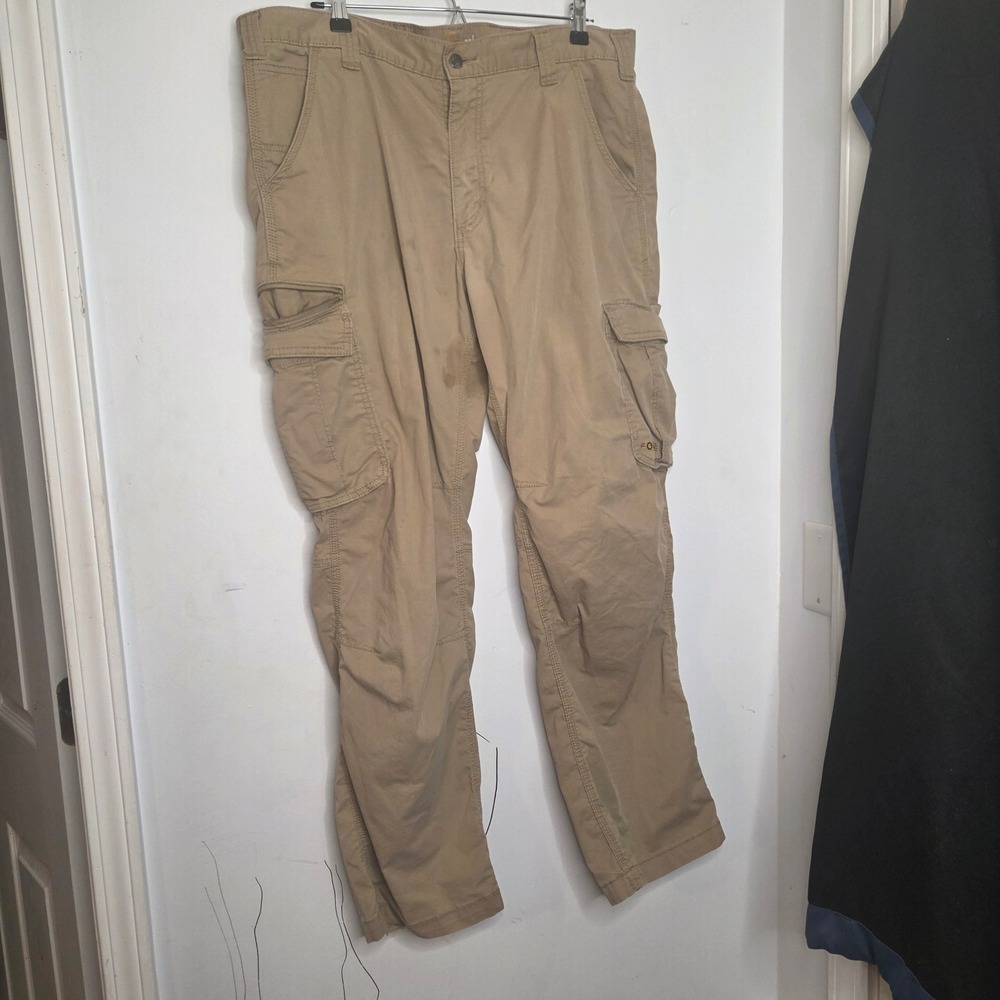 Carhartt Mens Relaxed Fit Cargo Pants Khaki Tan Ripstop Work Trousers 38x32
